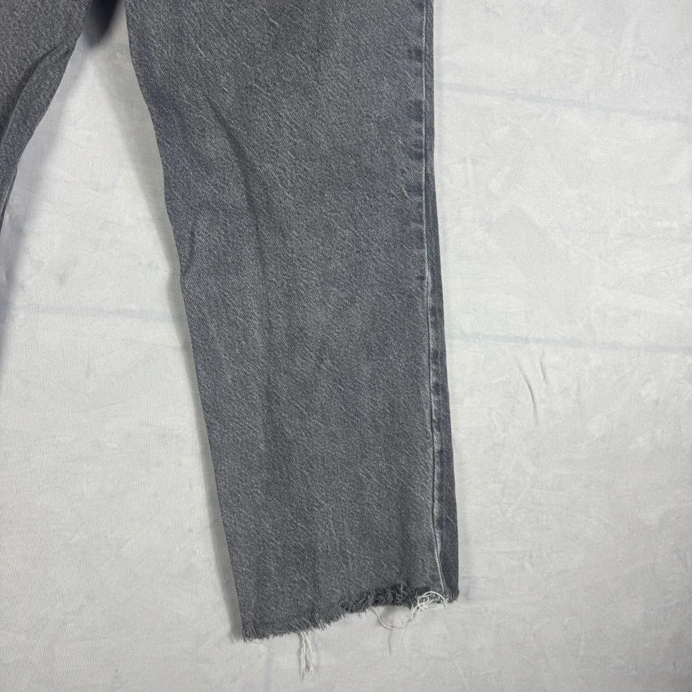 PacSun Womens Straight Jeans Dark Gray Denim Fray‎ Raw Hem High Rise Outdoor 28